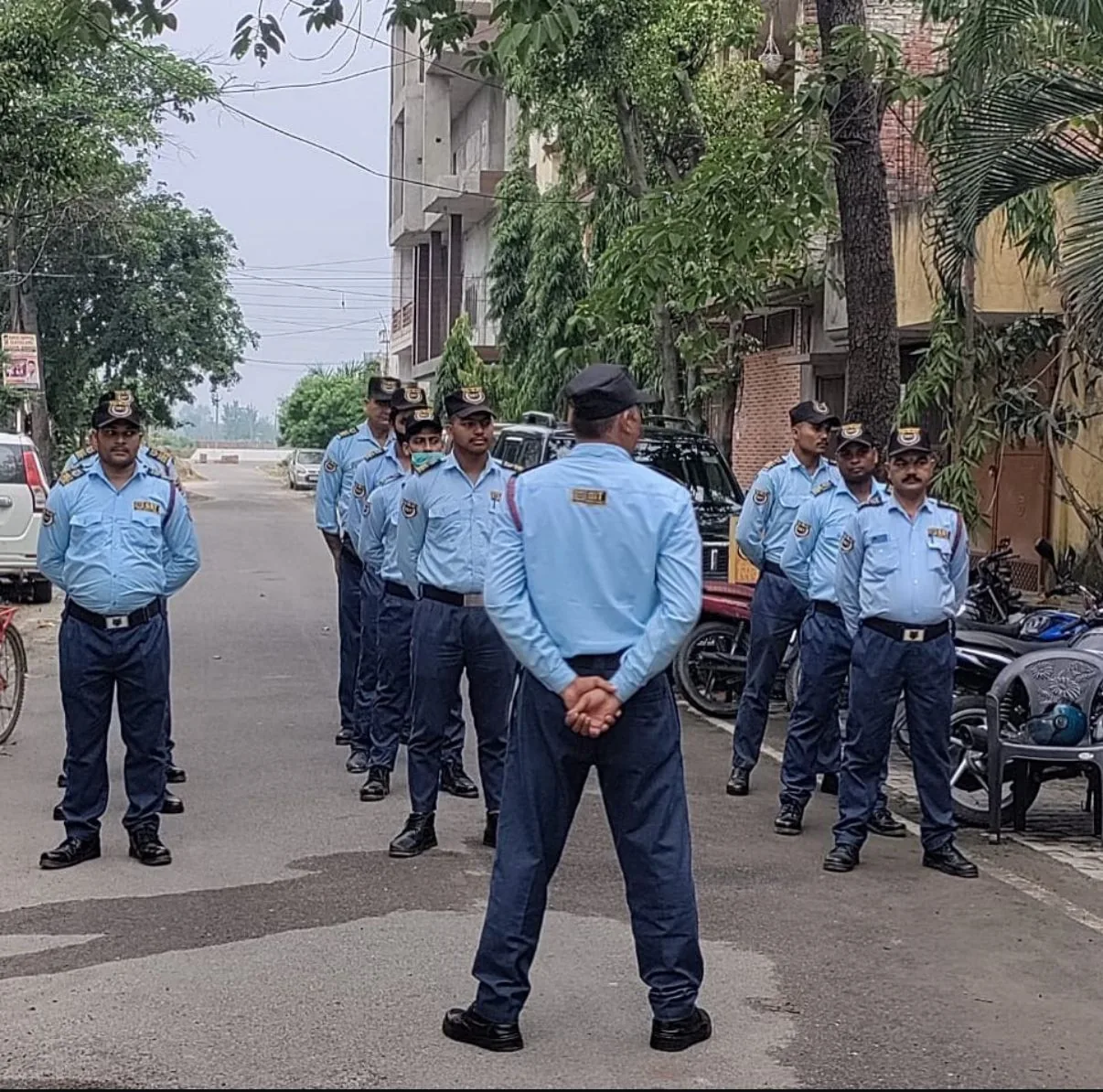 SST Security Agency personnel standing in formation during field coordination